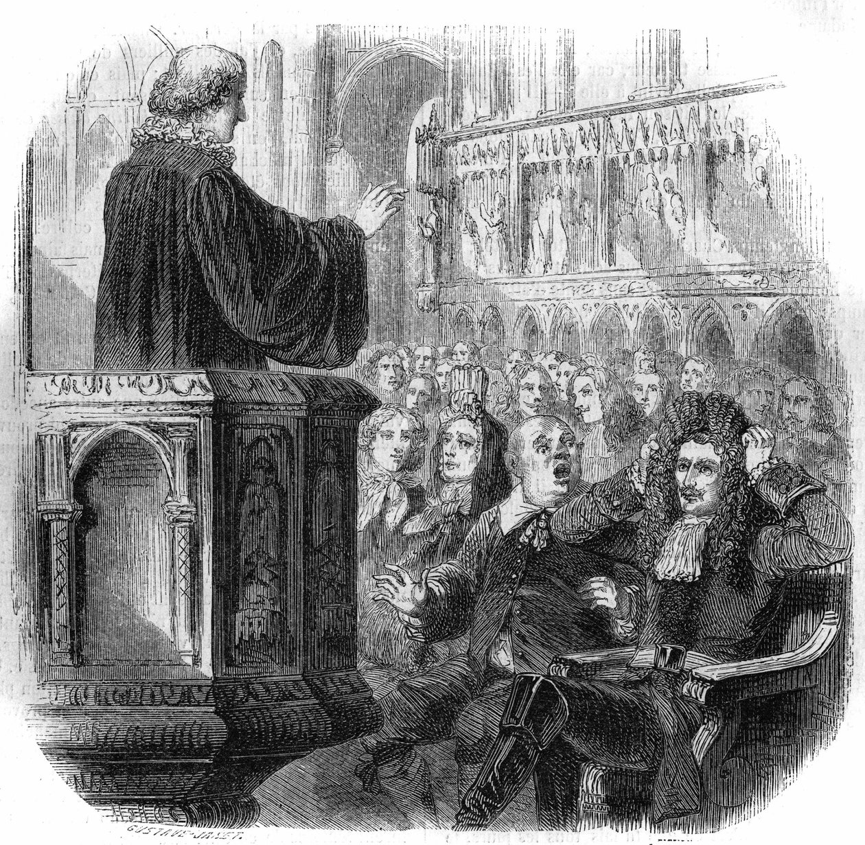 1. Nagy Péter (1672-1725), orosz cár, a haját a polgármester parókáján viselte egy holland templomban tett látogatása során 1716-ban. Gustave Janet metszet alkotó: Gustave Janet