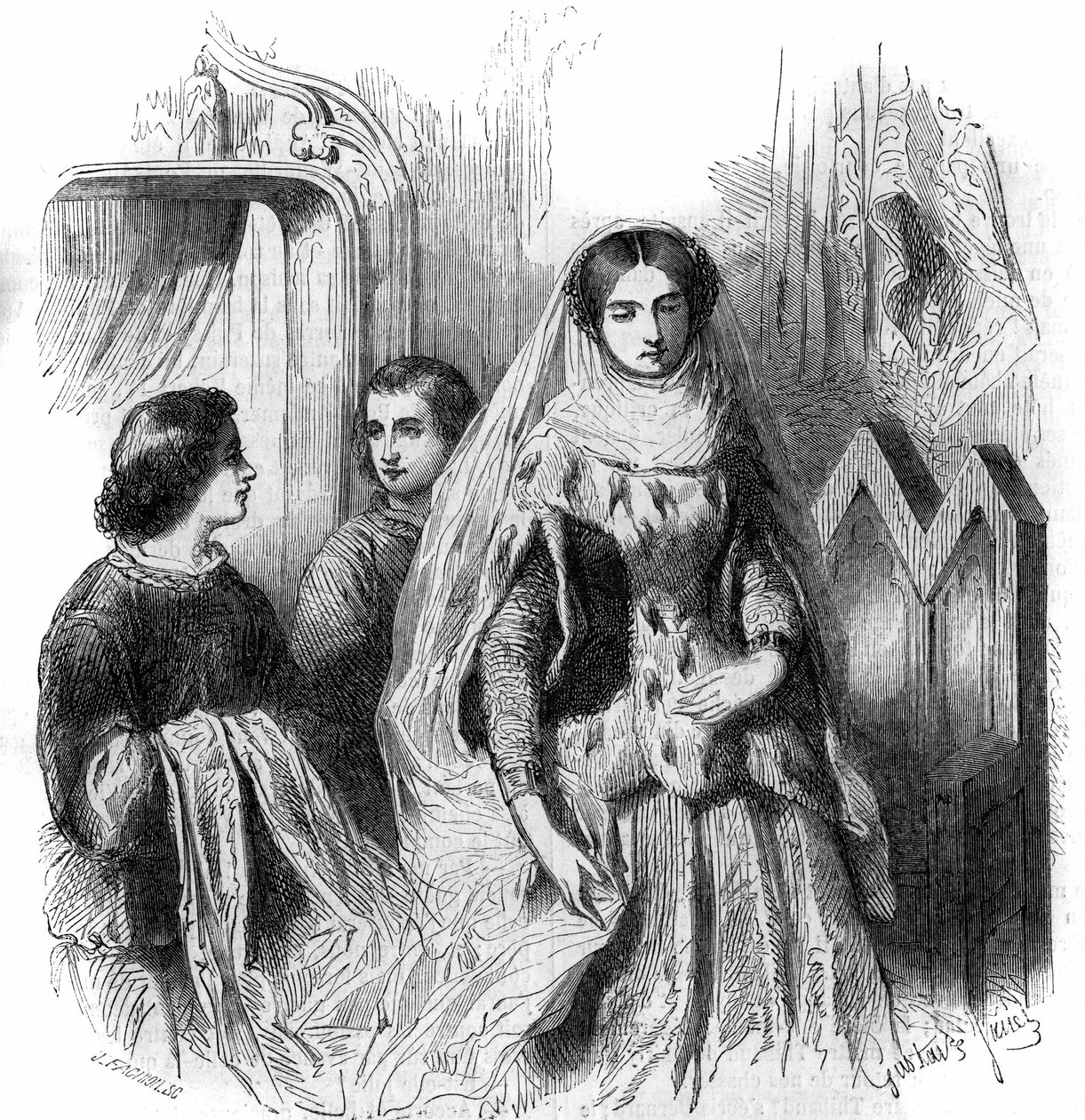 Jeanne de Montmorency, Bouchard 1st de Marly lányának portréja. 13-14. század. Gustave Janet metszet alkotó: Gustave Janet