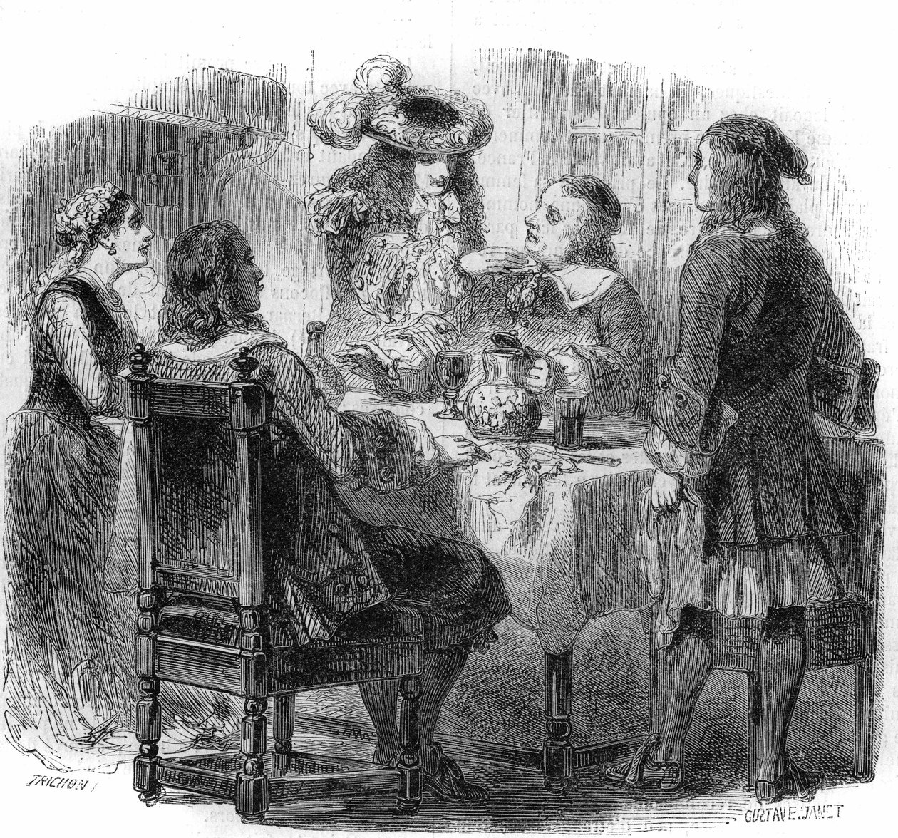 Nagy Péter orosz cár (1672-1725), heberge Franciaországban a Kalf családdal, megfigyeli vendéglátója és egy részeg, Bernardini márki vitáját. Gustave Janet metszet alkotó: Gustave Janet