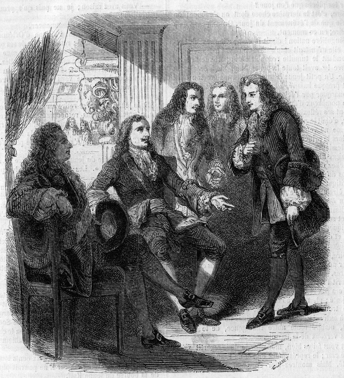 Nagy Péter orosz cár (1672-1725) és Voltaire (Francois Marie Arouet) (1694-1778) találkozása. Gustave Janet metszet alkotó: Gustave Janet