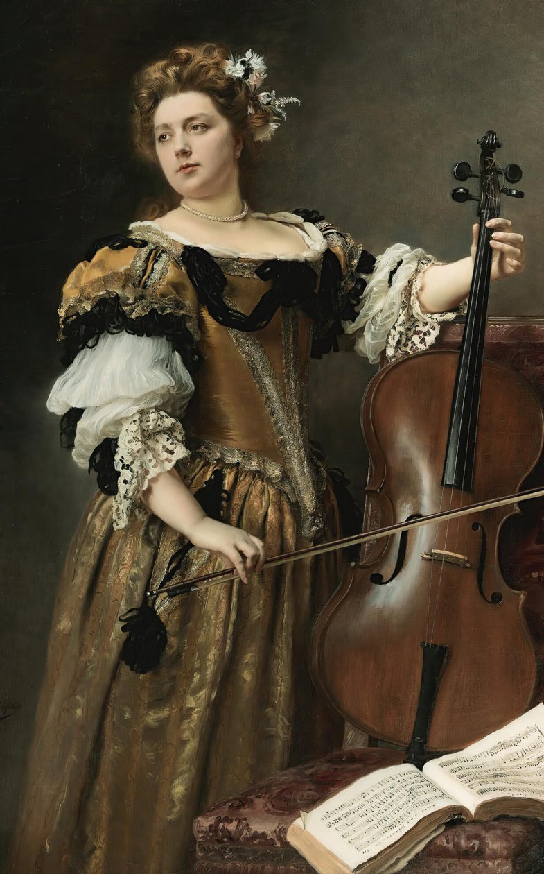 A csellójátékos, c. 1890. alkotó: Gustave Jean Jacquet