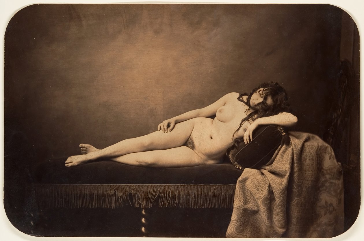 Női akt, fekvő kanapén, kb. 1856. alkotó: Gustave Le Gray