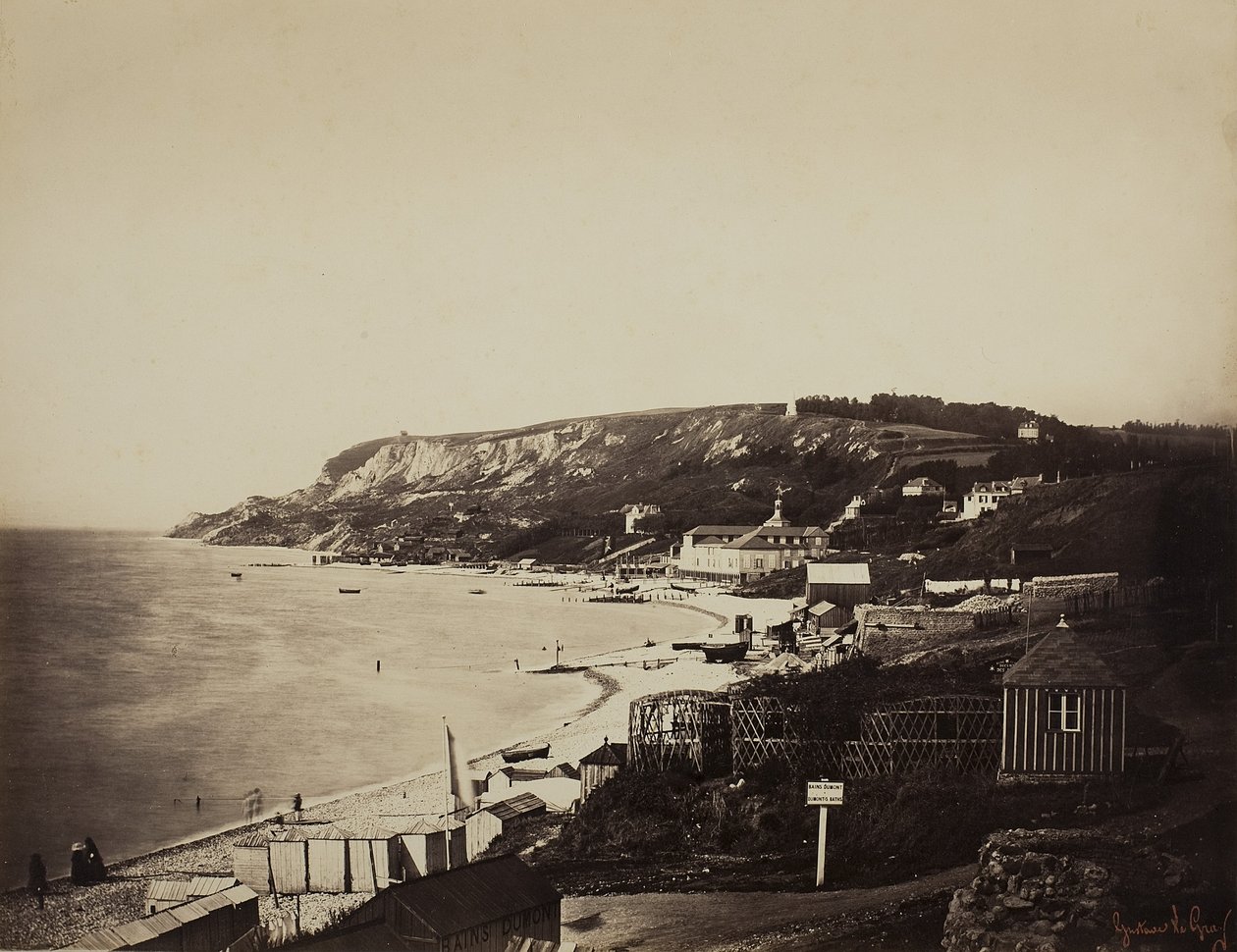 A Sainte-Adresse-i strand a Dumont-fürdővel, 1856-57 alkotó: Gustave Le Gray