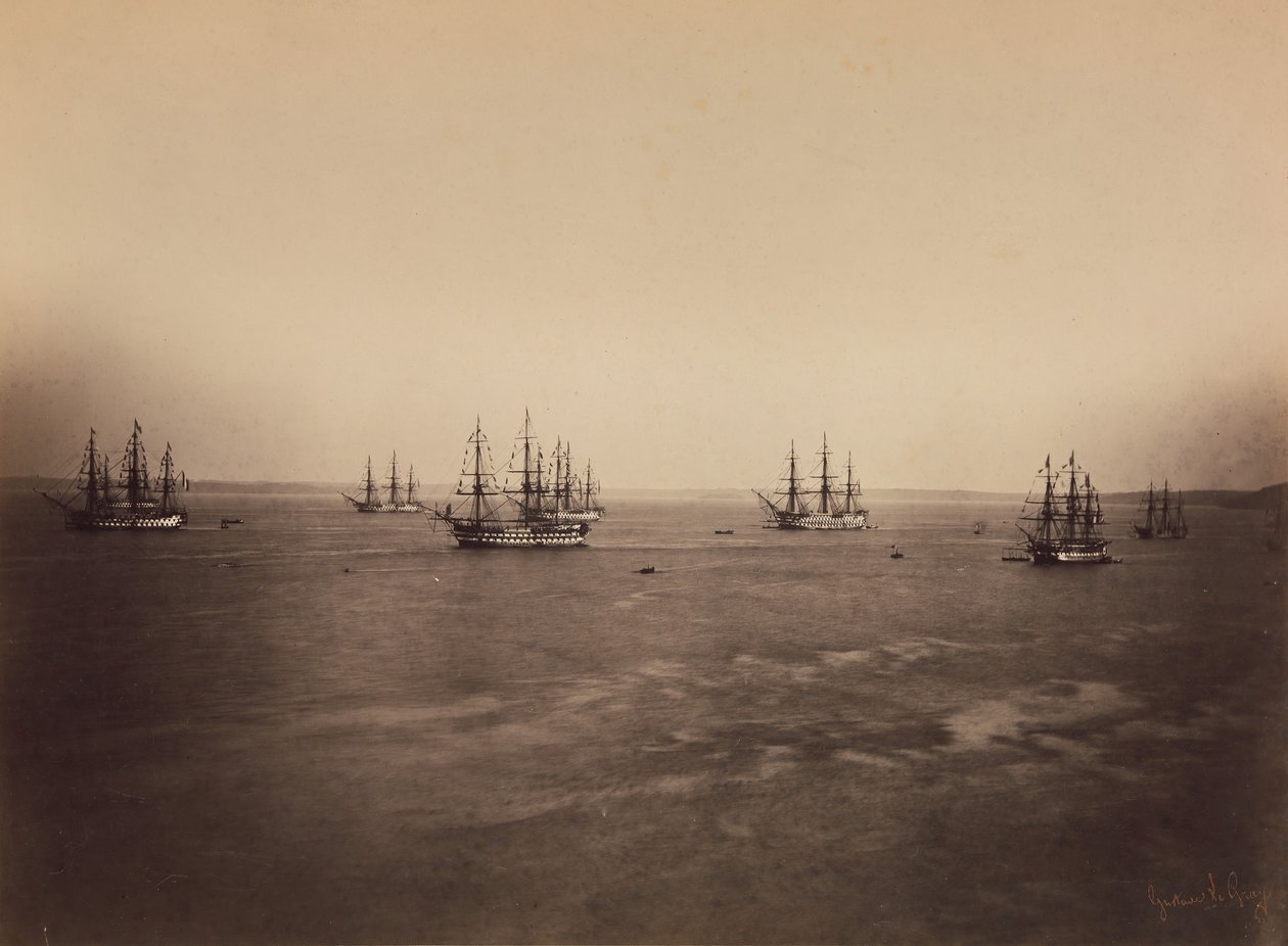 A francia és az angol flotta, Cherbourg, 1858. augusztus. alkotó: Gustave Le Gray