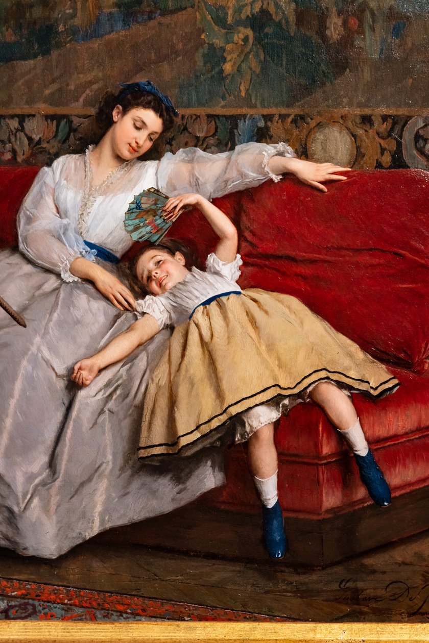 Az anyaság örömei, részletek alkotó: Gustave Léonard de Jonghe