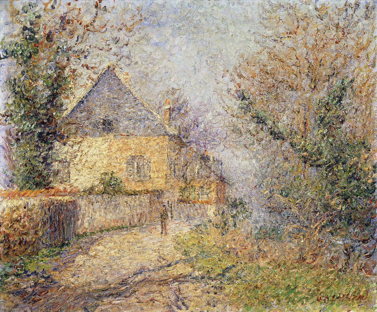 Házak a L"Eure partján, Louviers; Maisons au Bord de L"Eure, Louviers, 1902 alkotó: Gustave Loiseau