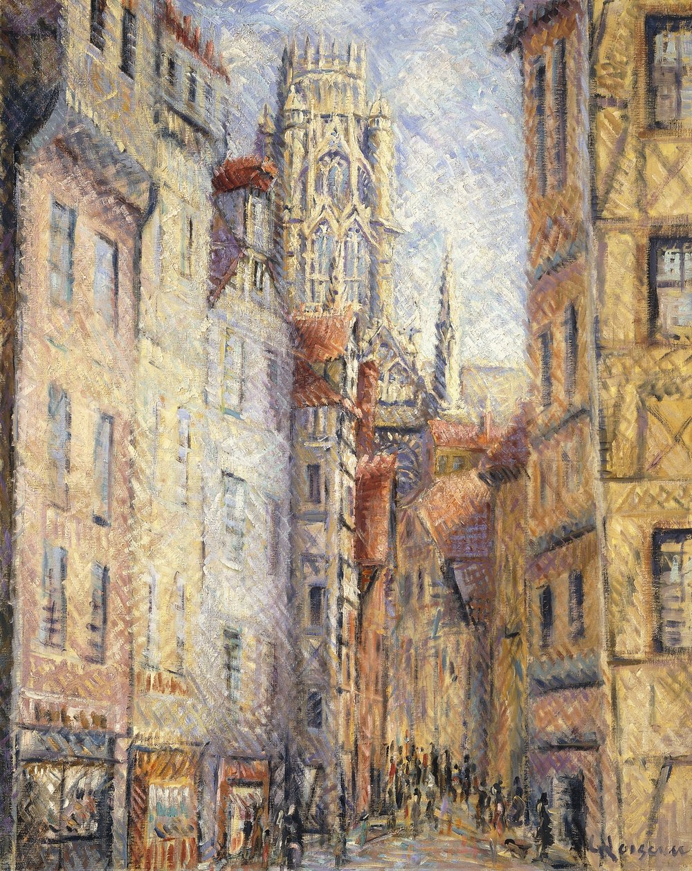 Rouen, egy utca a templom mellett; Rouen, utca a templommal, 1920 körül alkotó: Gustave Loiseau