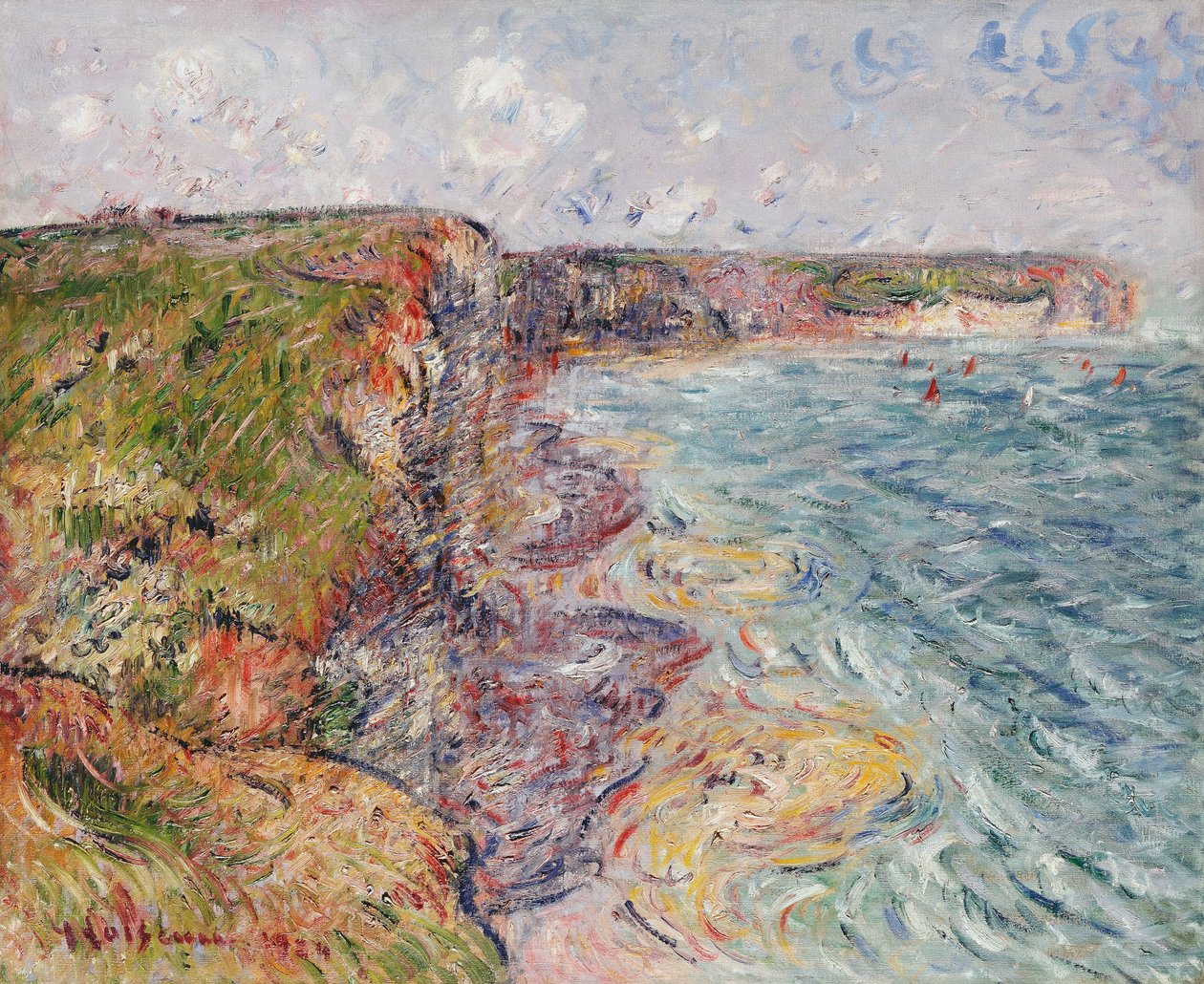 Vitorlások a Cliffs közelében, Yport; Voiliers pres de Falaises, Yport, 1924 alkotó: Gustave Loiseau