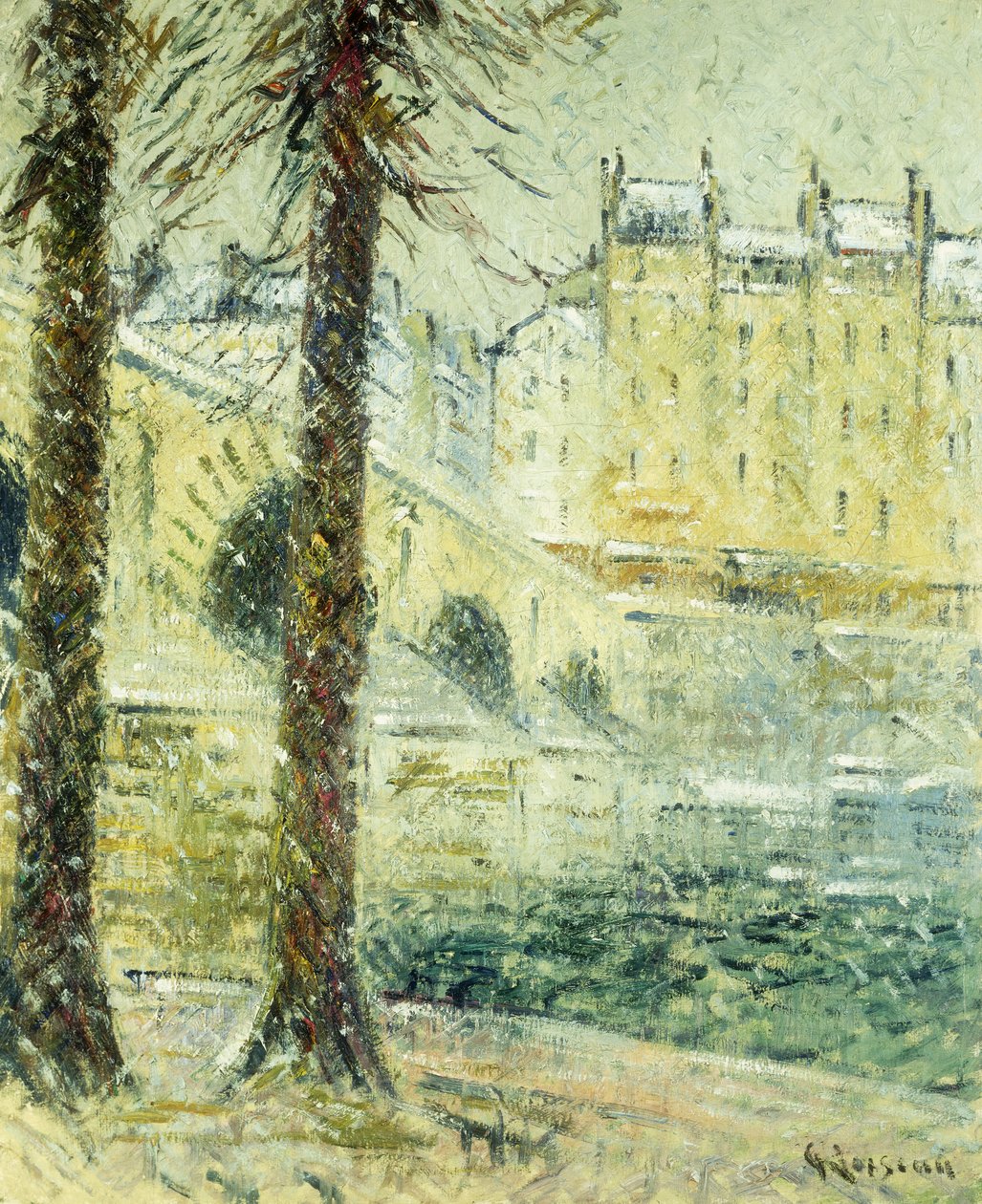 A Pont Marie a hóban; A Pont Marie, Hóeffektus, 1926 körül alkotó: Gustave Loiseau