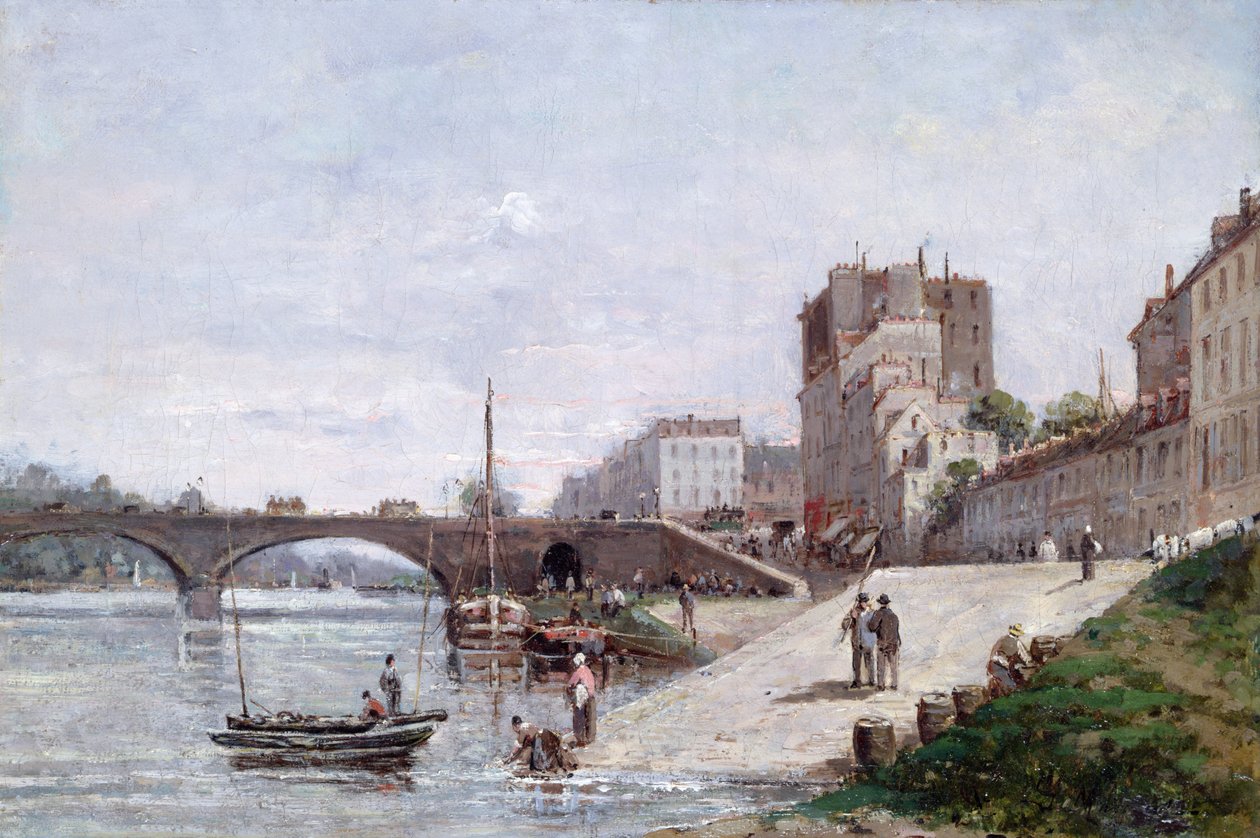 A Szajna és Courbevoie kikötője alkotó: Gustave Mascart