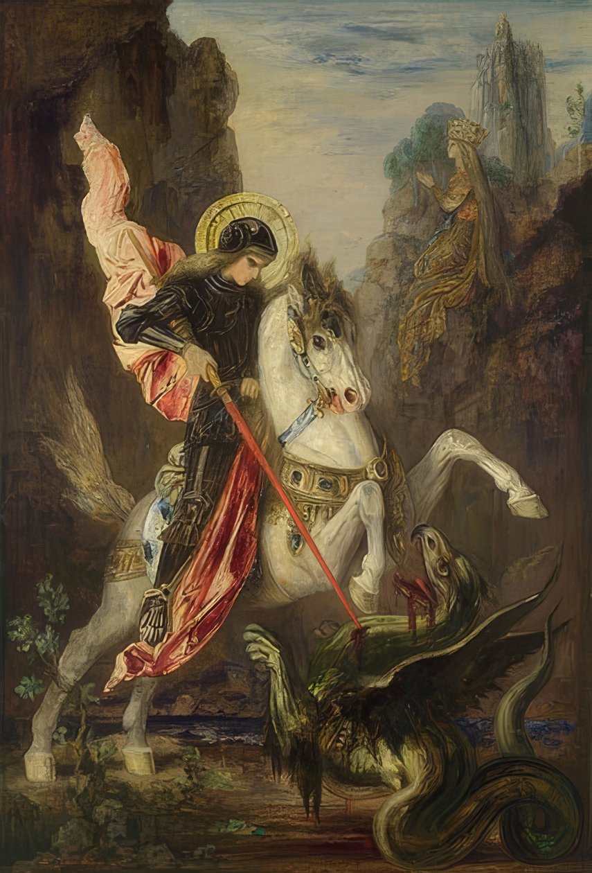 Szent György és a sárkány. 1889-90 alkotó: Gustave Moreau