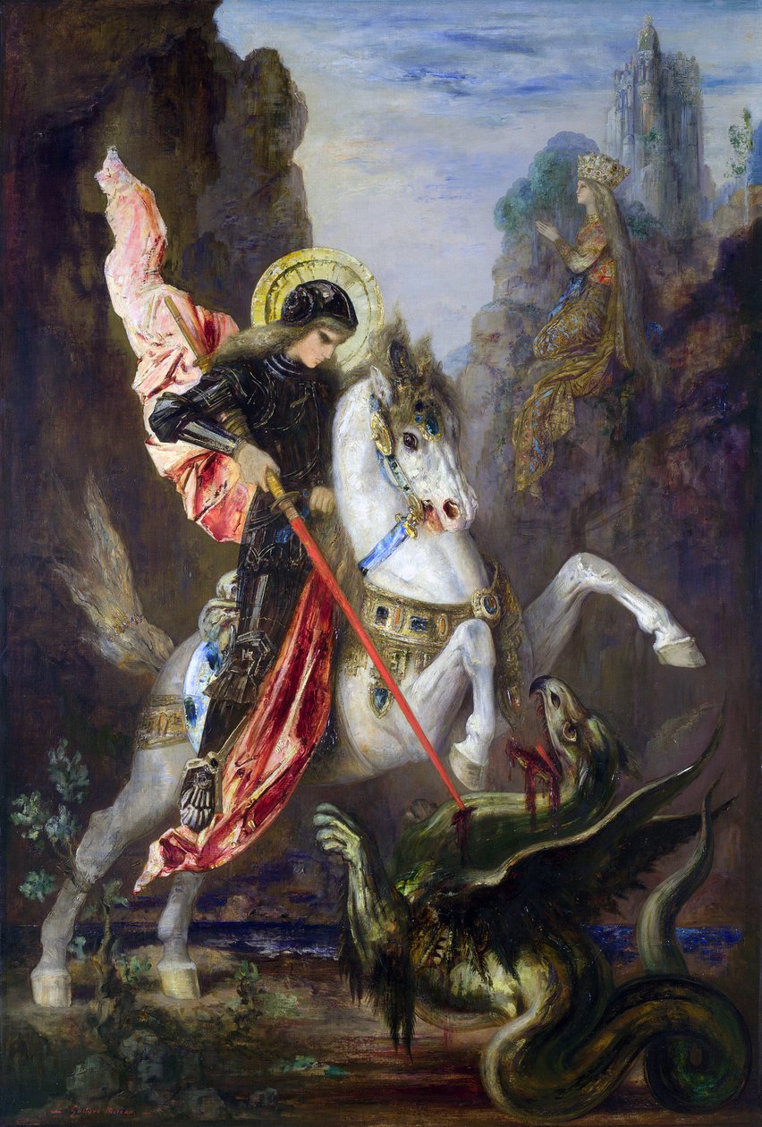 Franciául:  Saint-Georges et le dragon Szent György és a sárkány alkotó: Gustave Moreau