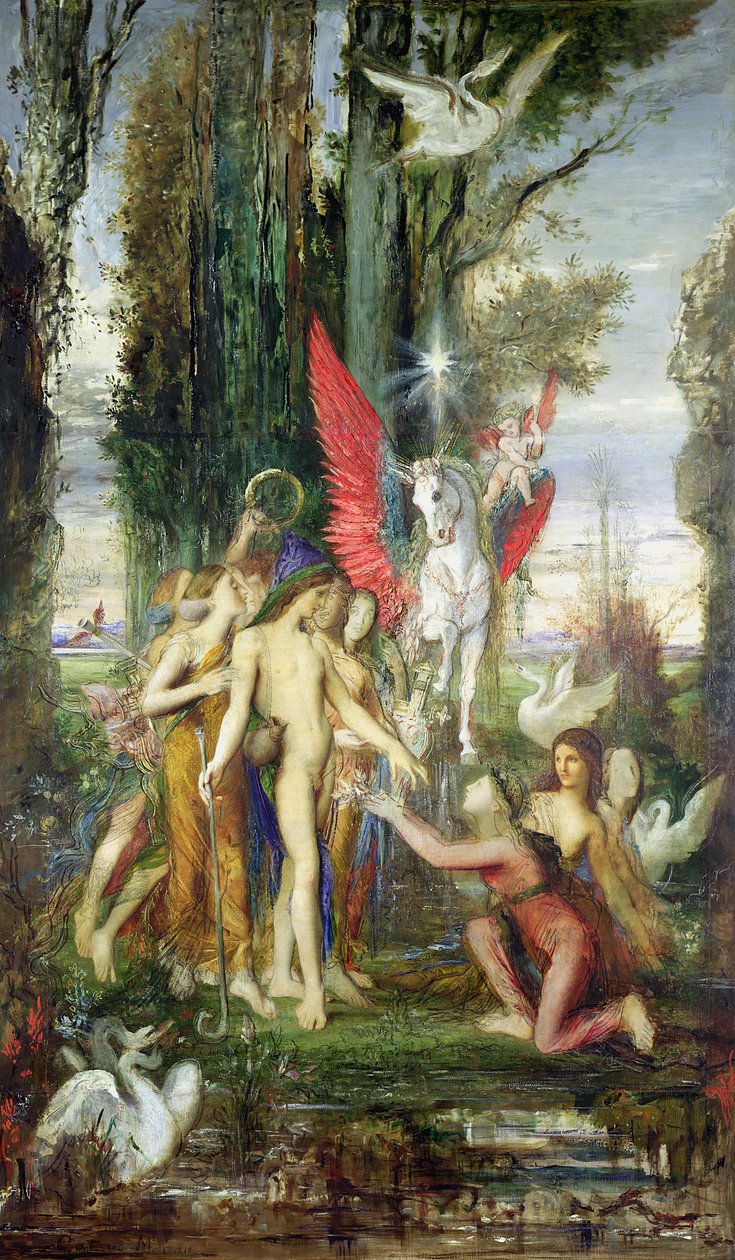 Hésziodosz (Kr. e. 700 körül) és a múzsák alkotó: Gustave Moreau