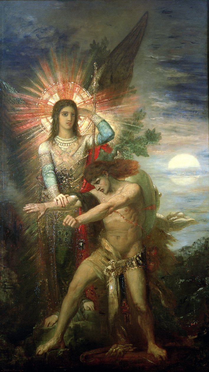 Jákob és az angyal, 1878 alkotó: Gustave Moreau