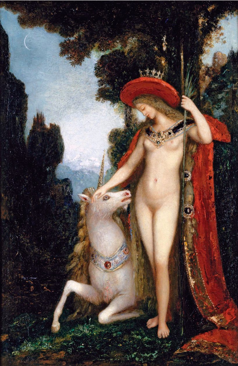 ""Az egyszarvú"" Gustave Moreau (1826-1898) festménye 1885 Méret 50x34 cm Magángyűjtemény alkotó: Gustave Moreau