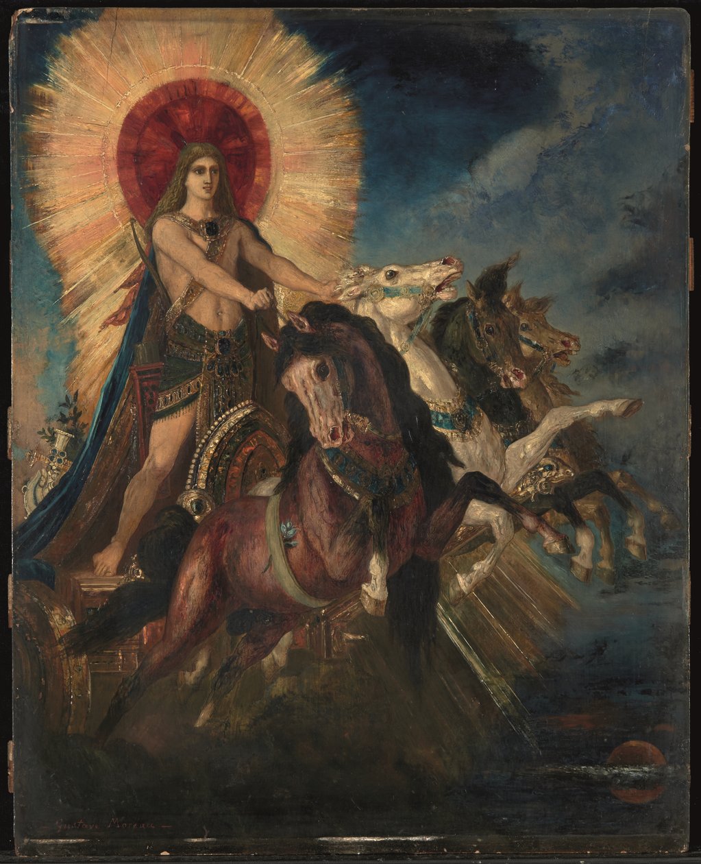 Apolló vagy Phoebus-Apolló szekere (olaj, panel) alkotó: Gustave Moreau