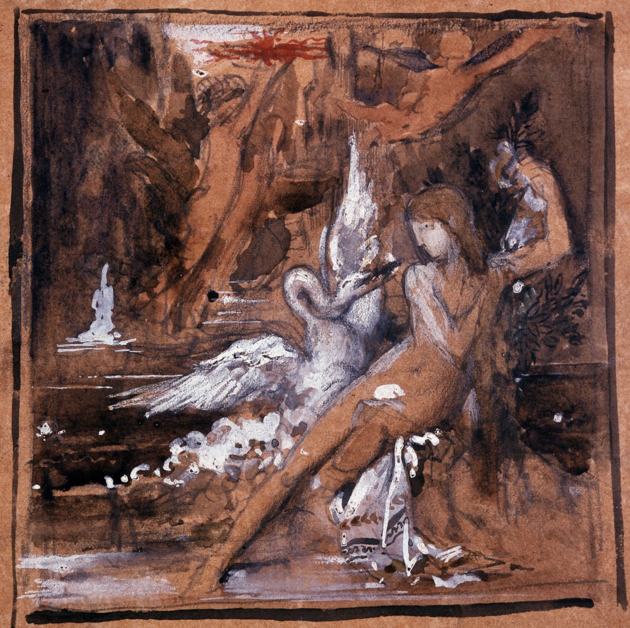 Leda és Swan. Gustave Moreau (1826-1898) rajza. alkotó: Gustave Moreau