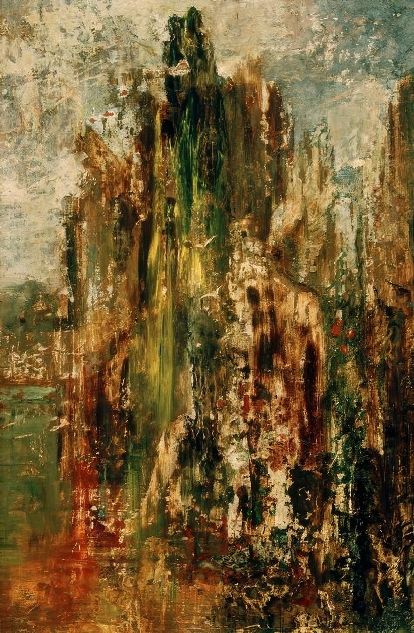 Vidéki táj. Durva (a Szfinxnél) alkotó: Gustave Moreau