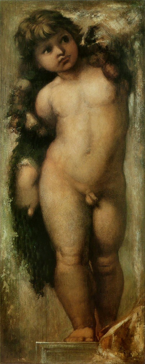Putto Raffaello után. Raffaello Puttójának másolata a római Szent Lukács Akadémiáról. alkotó: Gustave Moreau