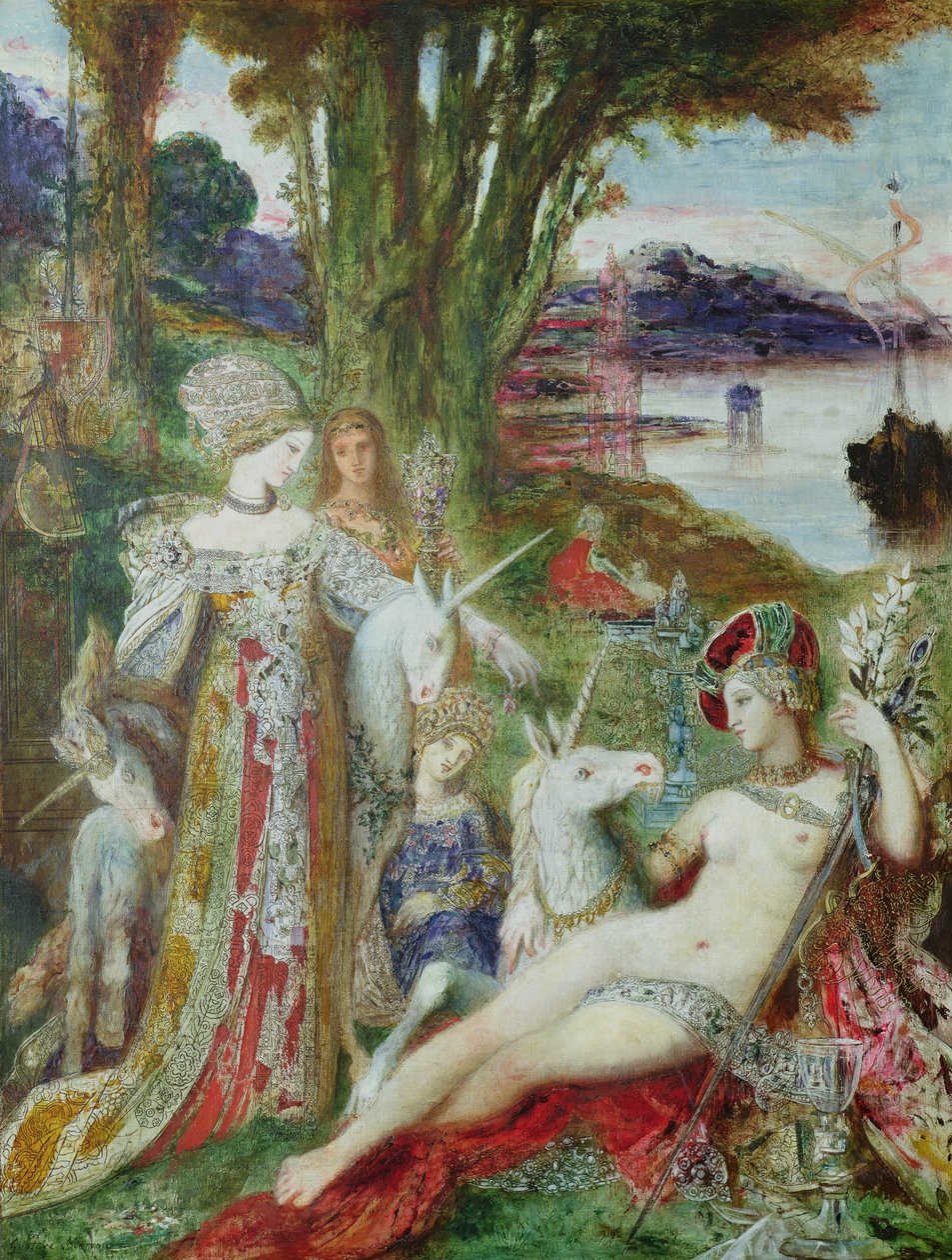 Az Unikornisok (olaj, vászon) alkotó: Gustave Moreau