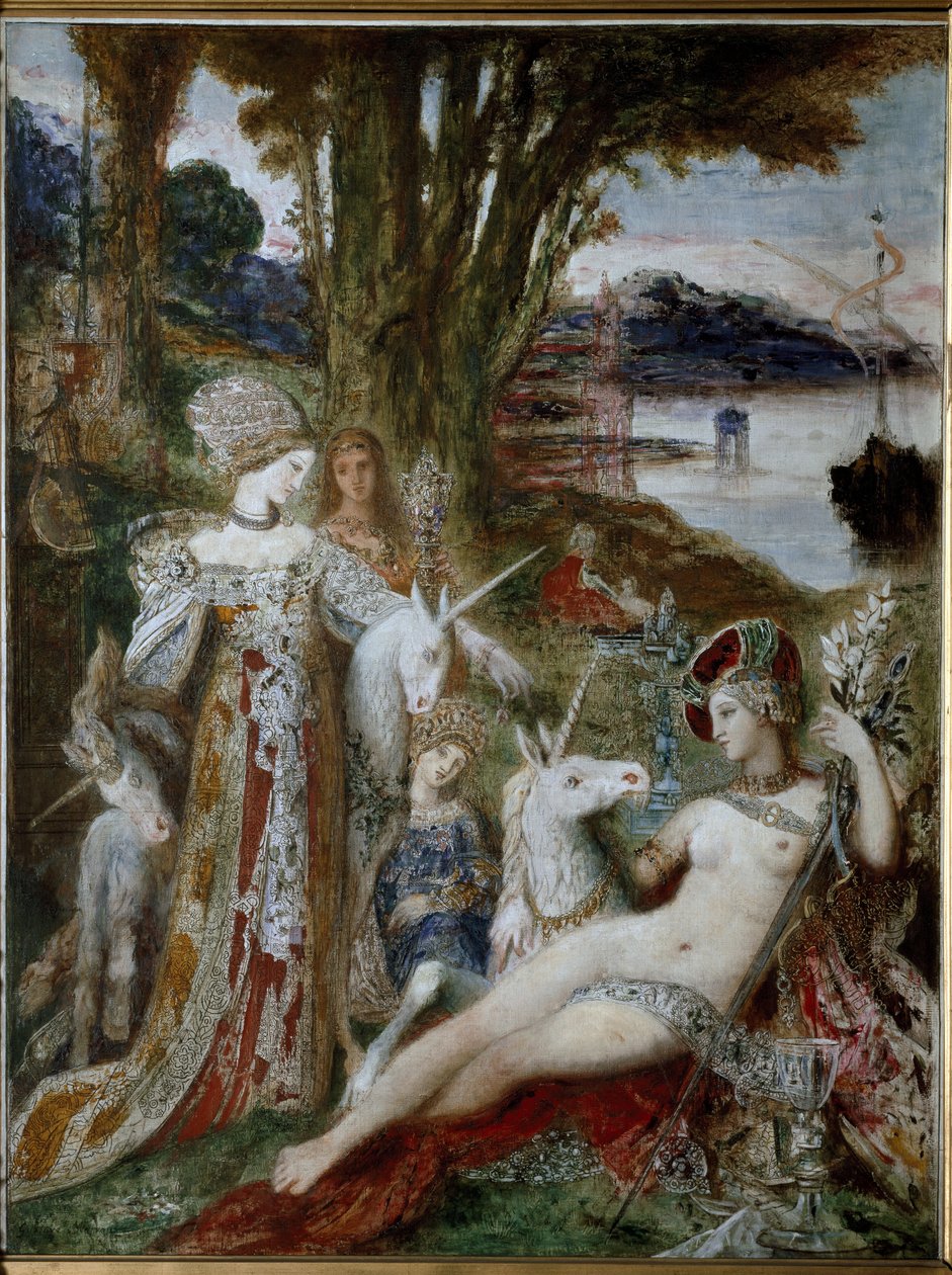 Az Unikornisok – Olaj, vászon, 1885 körül alkotó: Gustave Moreau