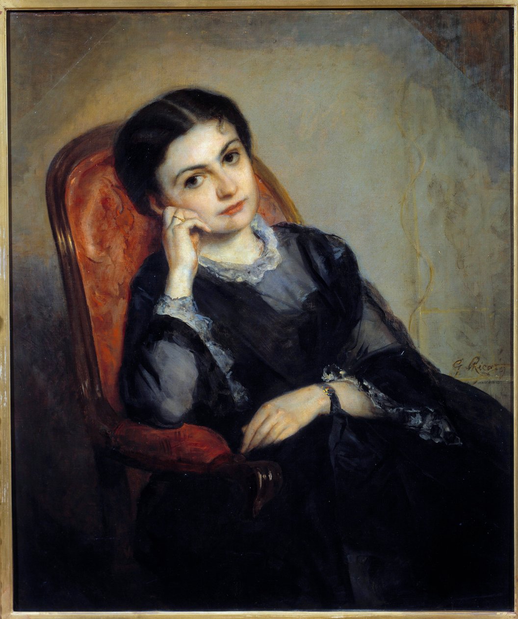 Joulia Hogay, Calonne vikomtja, Alphonse Bernard publicista, Calonne vikomt feleségének portréja. Gustave Ricard (1823-1873) festménye 19. század V. 0,86x0,73 m Párizs, Muse d