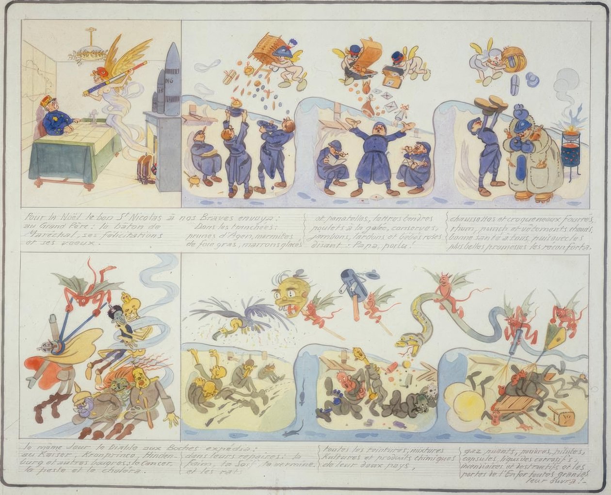 1. világháború / 1916 karácsonya / francia karikatúra alkotó: Gustave Wendt