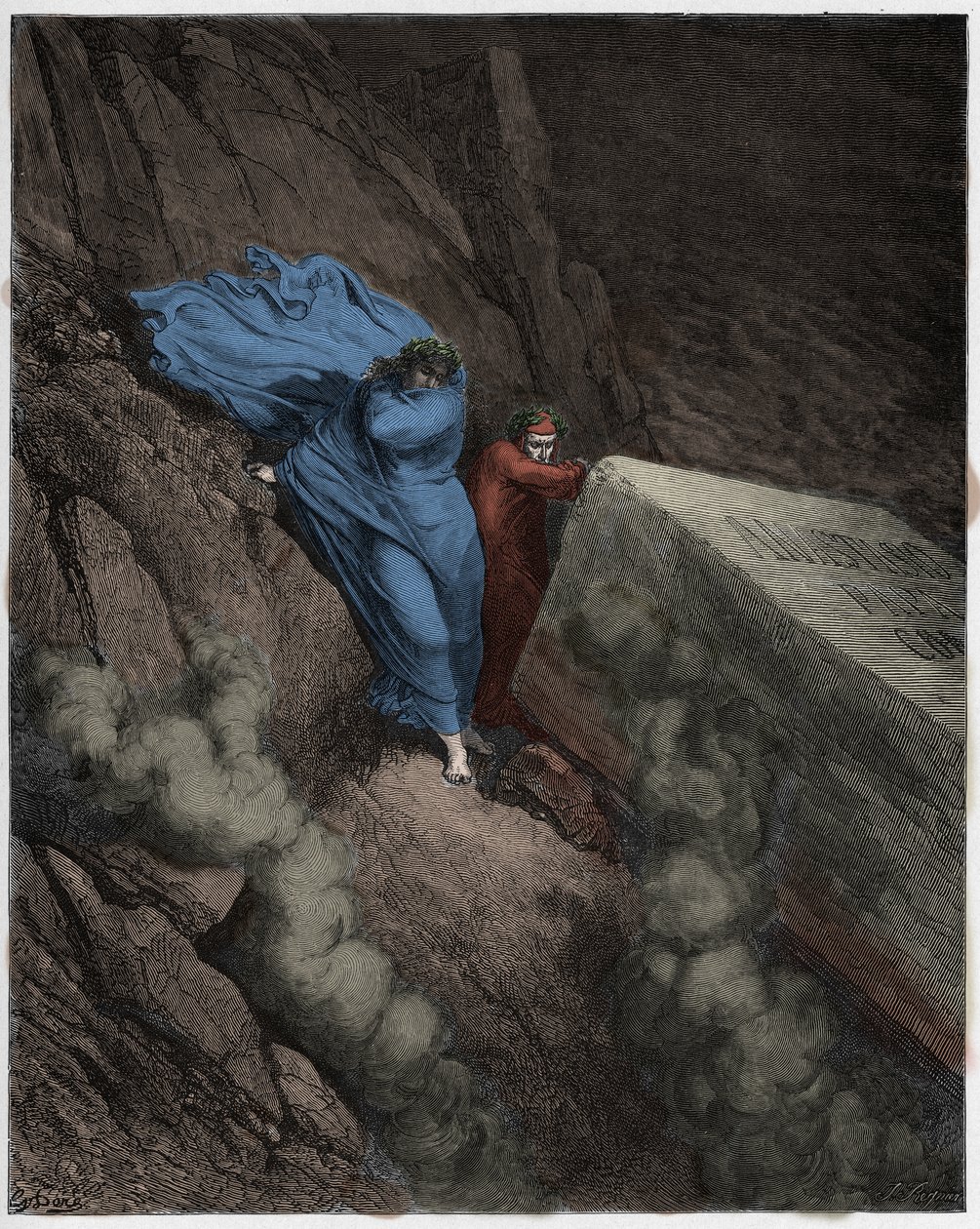 Inferno, 11. ének: II. Anasztáz pápa égő sírja (II. Anasztáz), illusztráció Dante Alighieri Isteni színjátékából, 1885 (digitálisan színes metszet) alkotó: Gustave after Dore