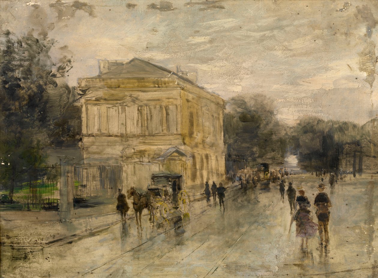 Brüsszel az esőben (olaj a panelen) alkotó: Gustave de Duyts