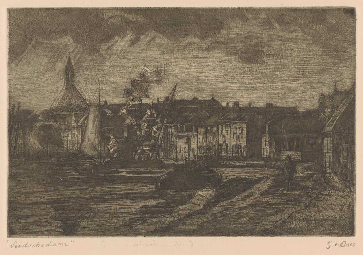 Leidschendam (eredeti cím az objektumon) alkotó: Gustave van der Does (signed by artist)