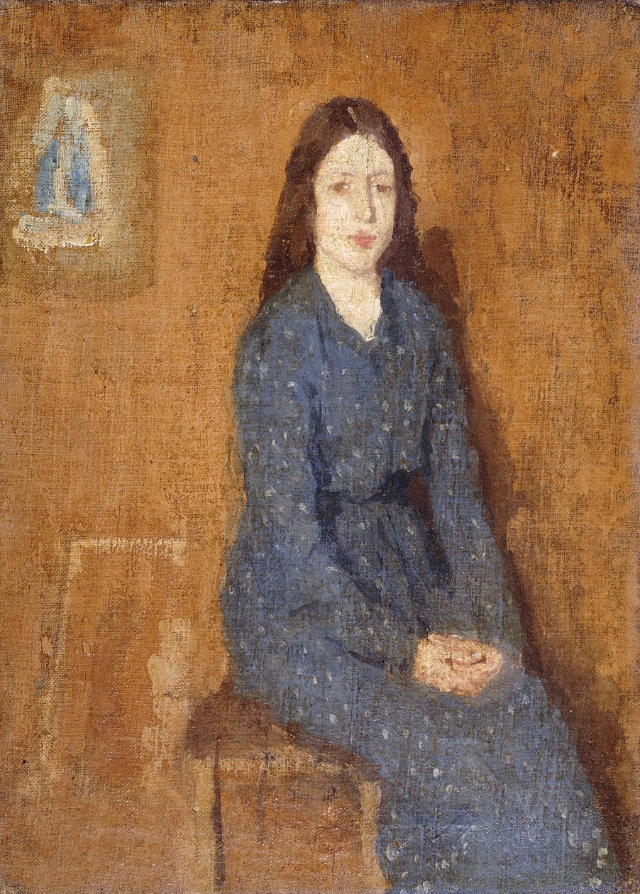 Egy ülő lány, foltos kék ruhát viselő, 1914-15 alkotó: Gwen John