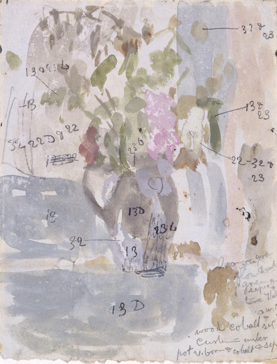 Virágváza (akvarell, papír) alkotó: Gwen John