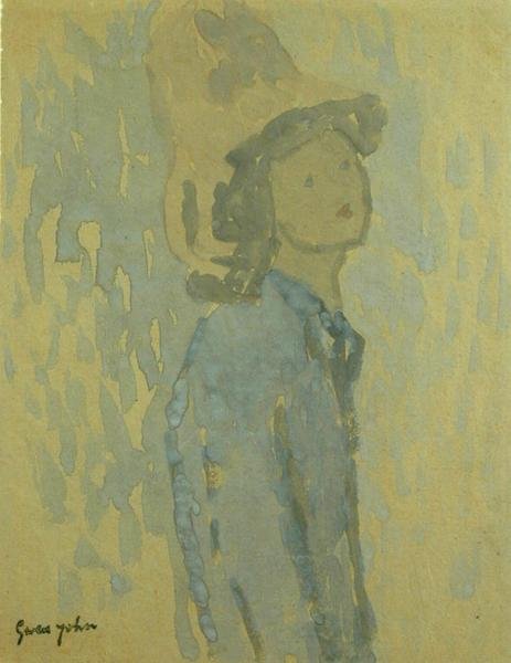 Kalapos lány (guache papíron) alkotó: Gwen John
