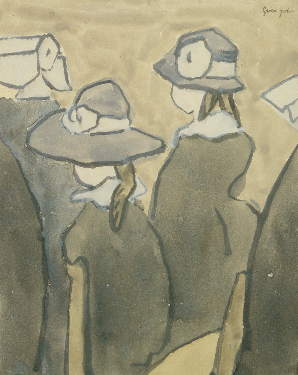 Kislányok a templomban (akvarell papíron) alkotó: Gwen John