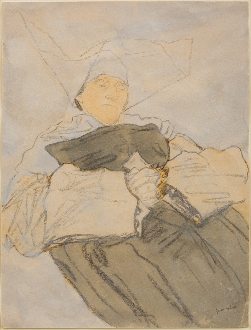 Alvó apáca, 1916-18 körül (szén, akvarell és gouache) alkotó: Gwen John