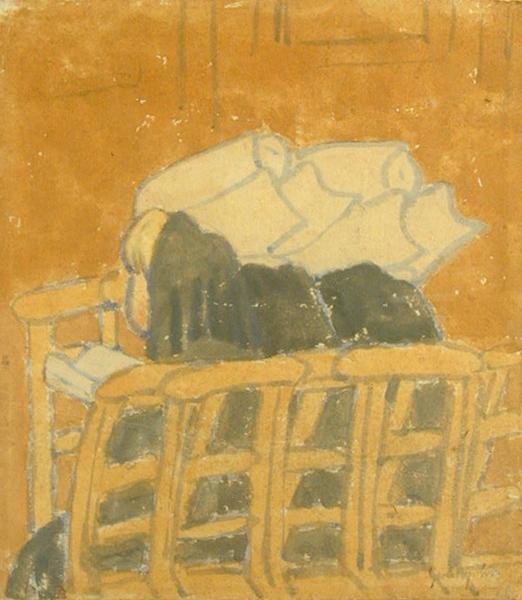 Két apáca és egy lány a templomban (gouache, papír) alkotó: Gwen John