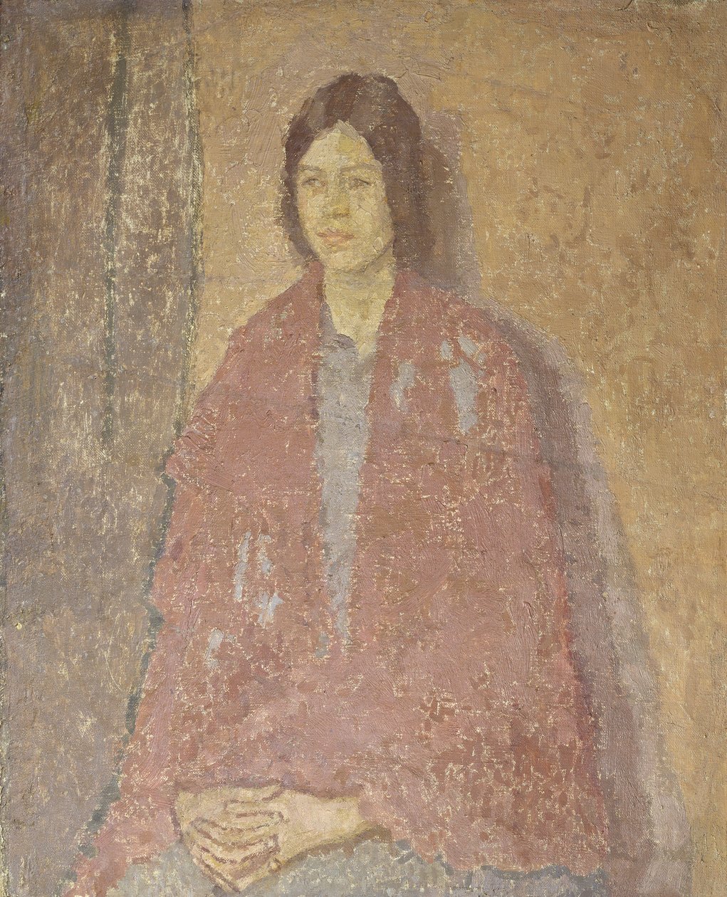 Fiatal nő piros kendőben, 1912 körül (olaj, vászon) alkotó: Gwen John