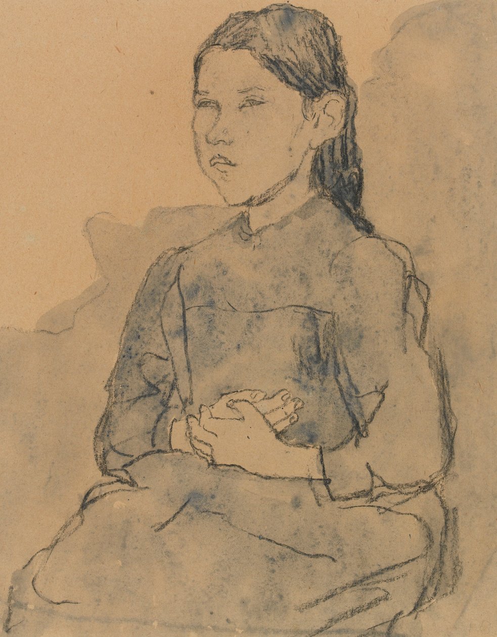 Fiatal lány: Marie Hamonet, 1918 körül (szén és kék mosás papíron) alkotó: Gwen John