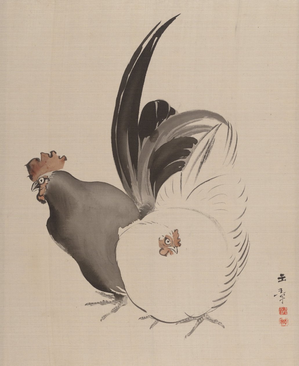 Kakas és Tyúk, 1887-92. alkotó: Gyokusho Kawabata