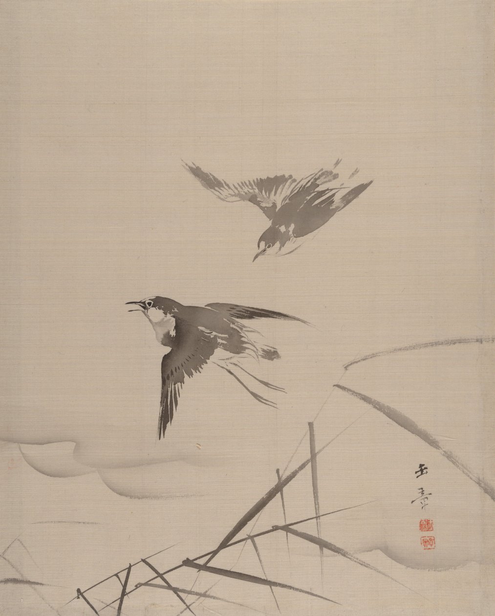Kis madarak és bambusz, 1887-92. alkotó: Gyokusho Kawabata
