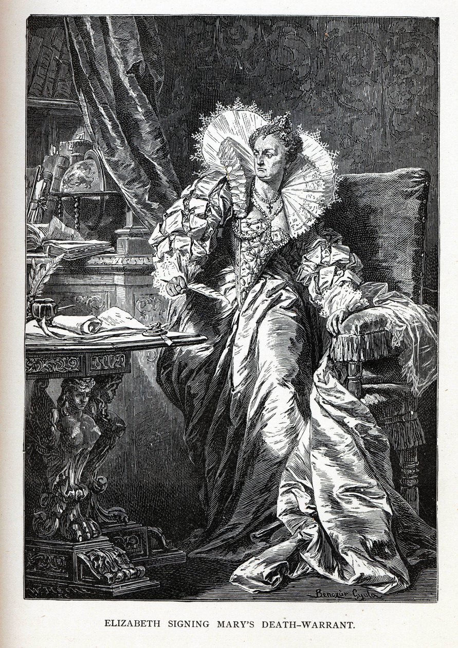 Erzsébet aláírta Mary halálos ítéletét, 1882 alkotó: Gyula Benczúr
