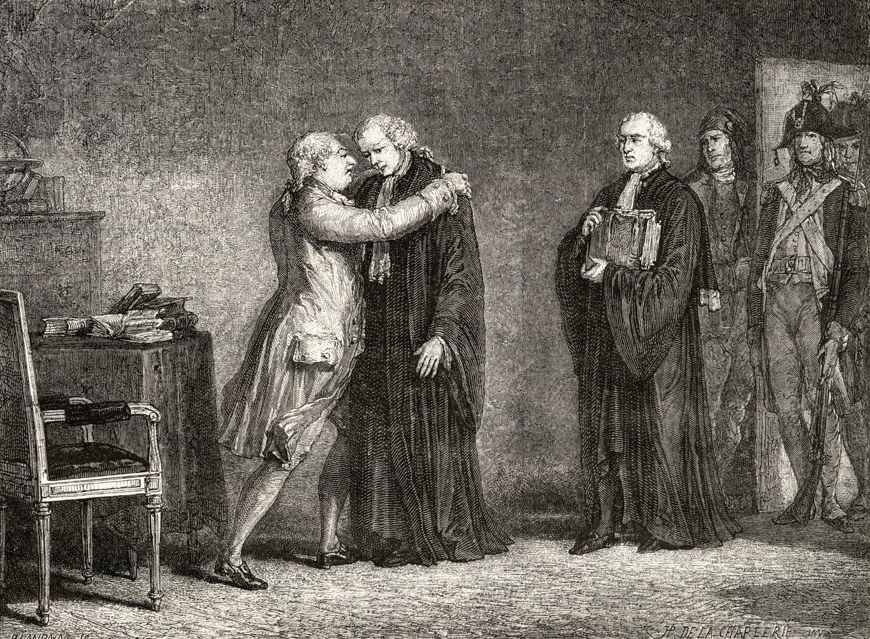 XVI. Lajos király (1754-93) találkozik De Malesherbes-szel (1721-94) alkotó: H. de la Charlerie