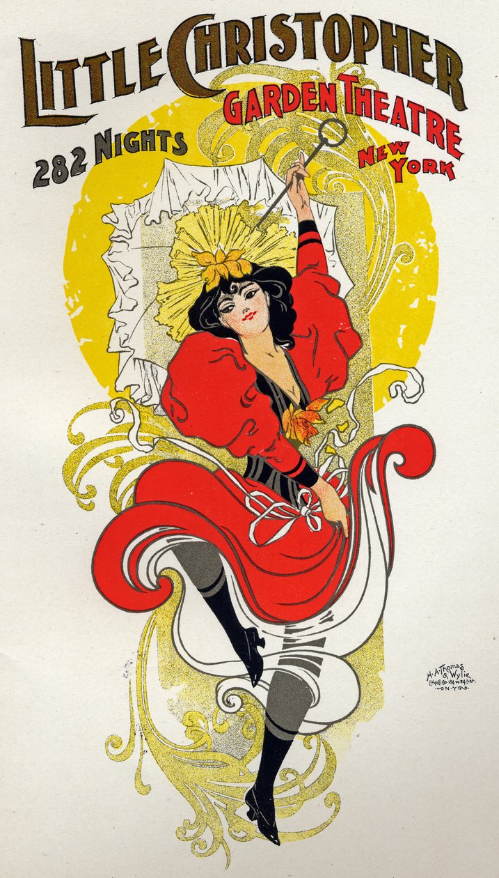 Szórakozás. Tánc. Kánkán táncos. Plakát: H.A. Thomas egy előadásra a Little Christopher Theatre-ben, New York, USA, 1895 körül (plakát) alkotó: H.A. Thomas