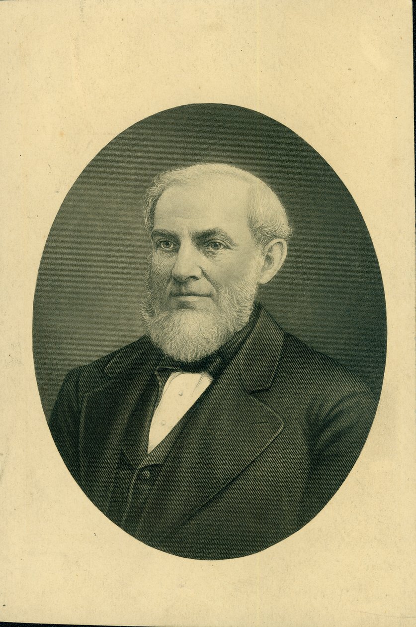 Giles Franklin Filley mellszobra, öltönyben és mellényben, balra fordult alkotó: H.B. Hall and Sons