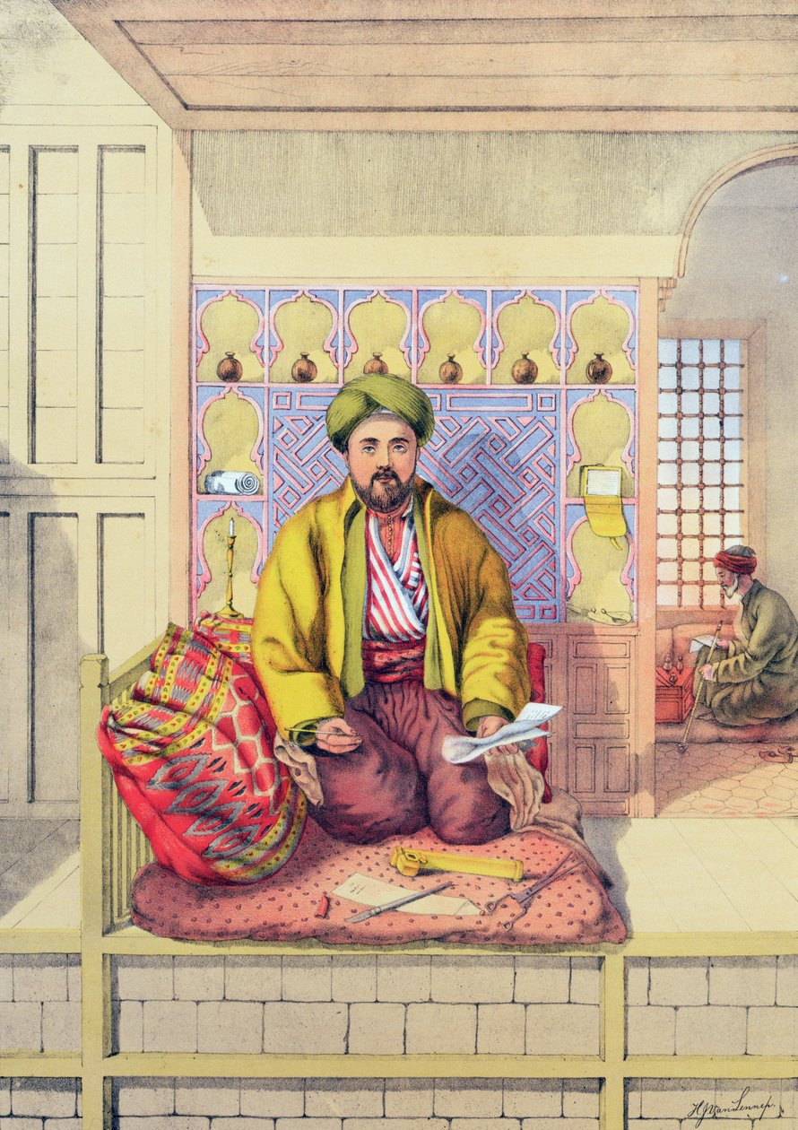 Egy török írástudó, vésette Charles Parsons, 1862 alkotó: H.J. van Lennep