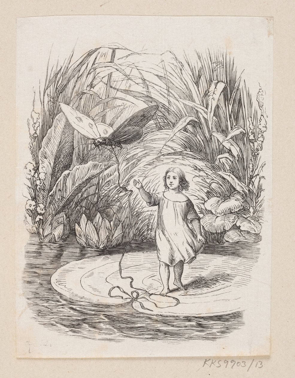 Illusztráció a "Tommelise"-hoz H.C. Andersen, "Tündérmesék és történetek", 1. kötet alkotó: H.P. Hansen