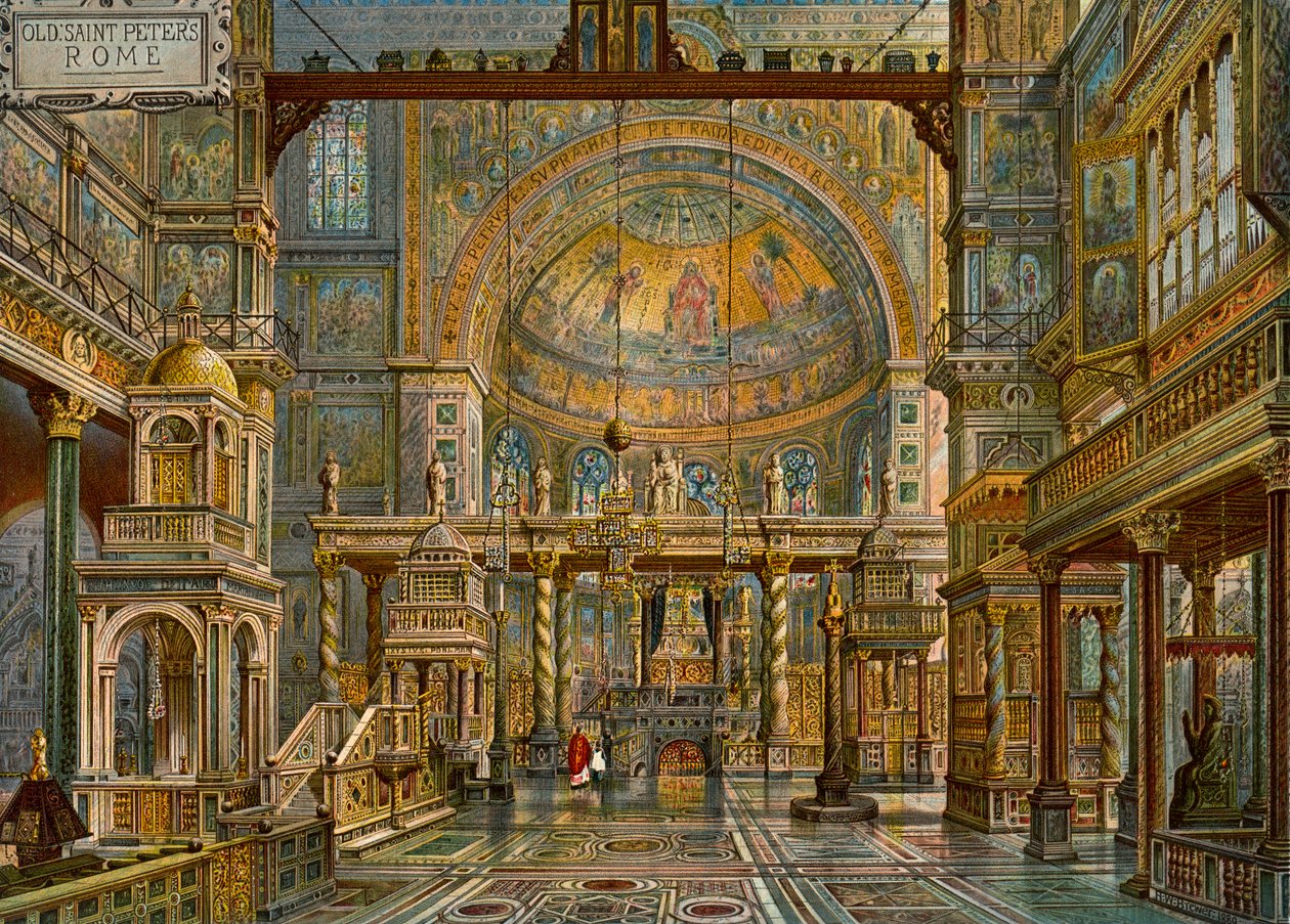 "A régi Szent Péter-templom helyreállítása, Róma", 1907. alkotó: HW Brewer