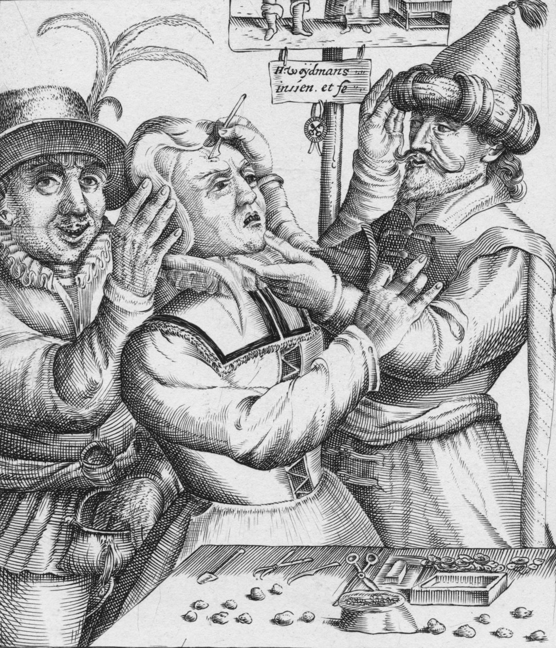 "Séták sétálnak Groot Verblydennel, Hier Salmen twyf van Lije Snyden", 17. század alkotó: HW Weydman