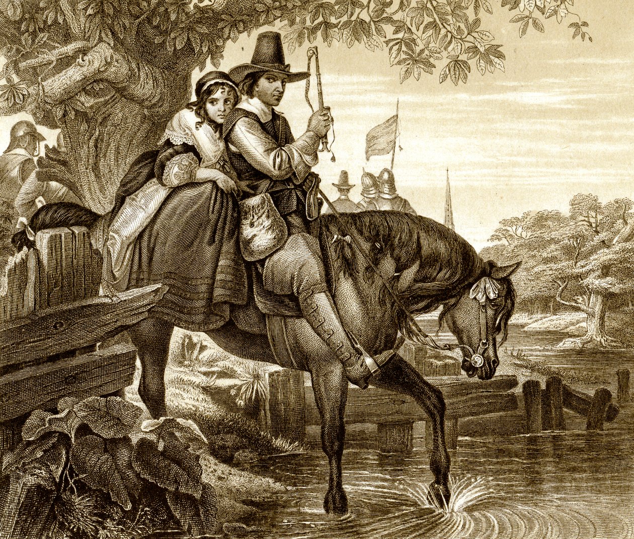 II. Károly álruhában Jane Lane segített a szökésében, 1651, 19. század. alkotó: H. Bourne