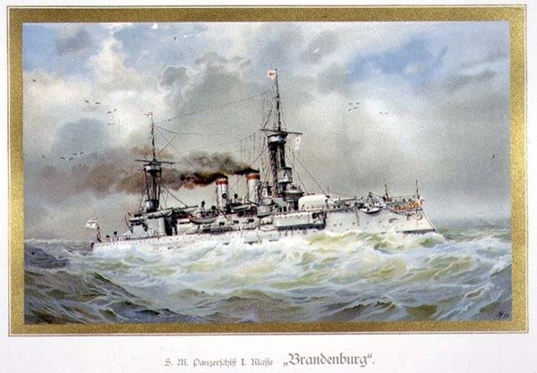 S.M. Panzerschiff, I Klasse, „Brandenburg” (H.M. páncélos hajó alkotó: H. Graf